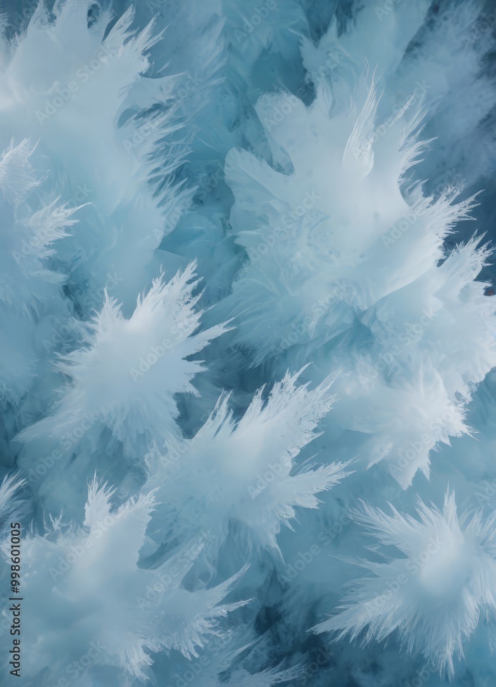 Aufkleber a close-up view frozen, icy surface with intricate, jagged patterns created by the refraction of lig
