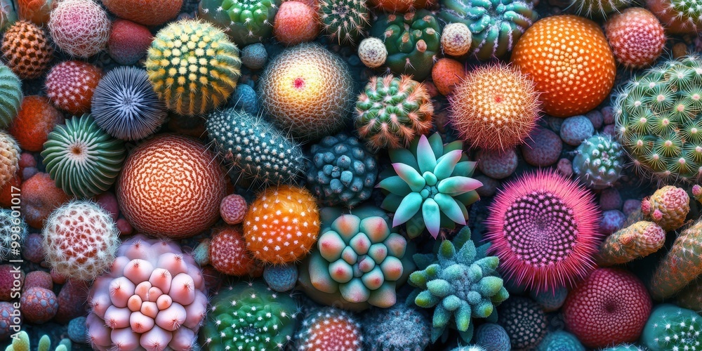 Poster vibrant array of unique cacti patterns
