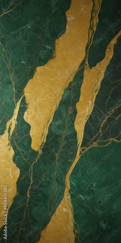 Poster a close-up view marble surface with a striking pattern of green and gold hues the marble exhibits a 
