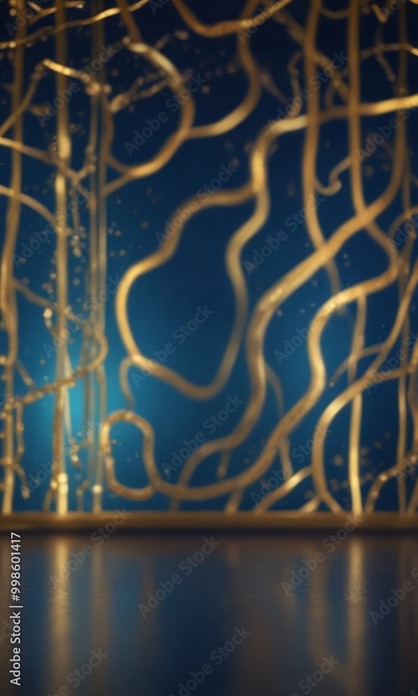 Leinwandbilder a blurred, abstract background with a pattern of curved, golden lines and bubbles, creating a sense 