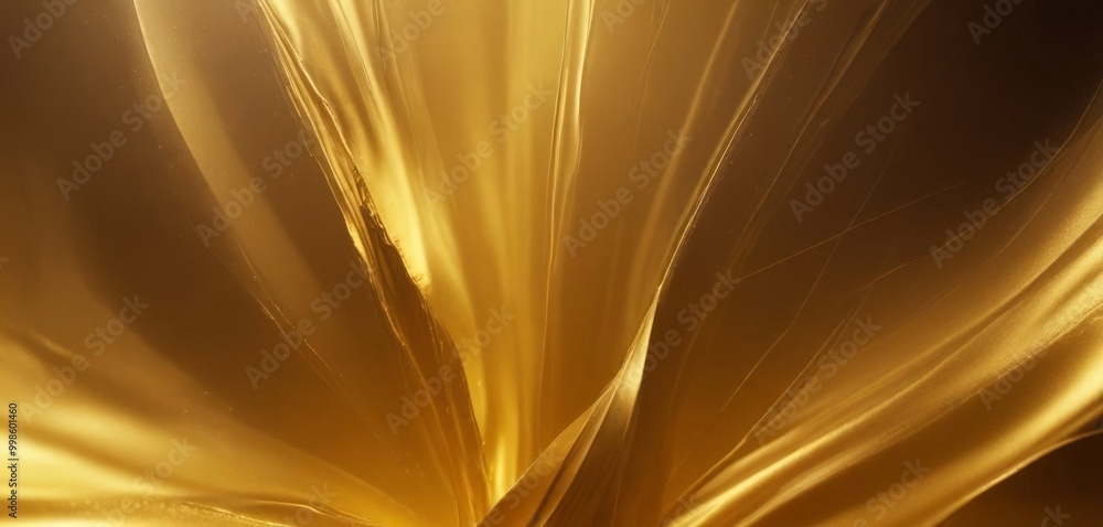 Poster a close-up view golden, abstract floral pattern with a textured, flowing appearance