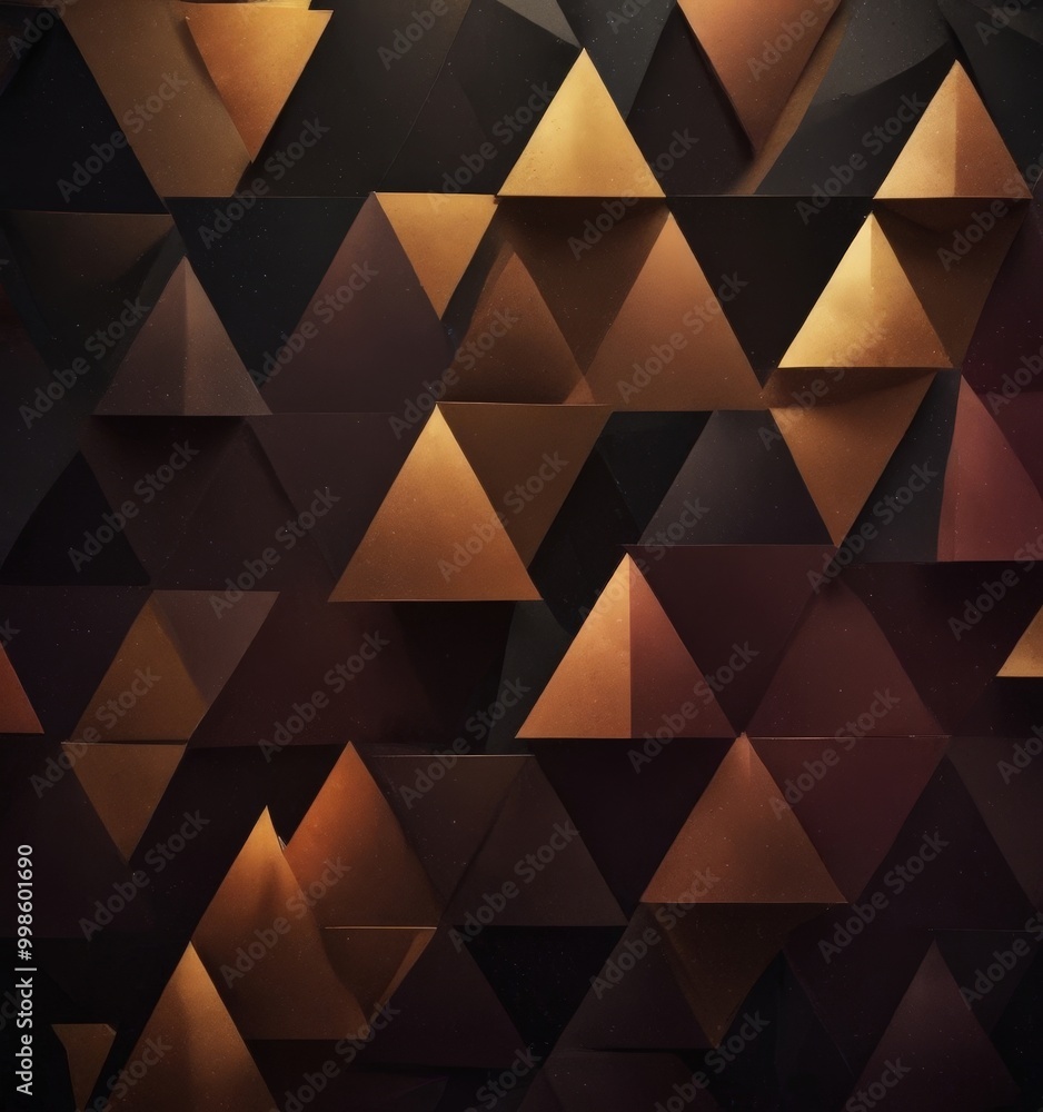 Leinwandbilder a dark background with a repeating pattern of triangles in various shades of brown and gold, creatin
