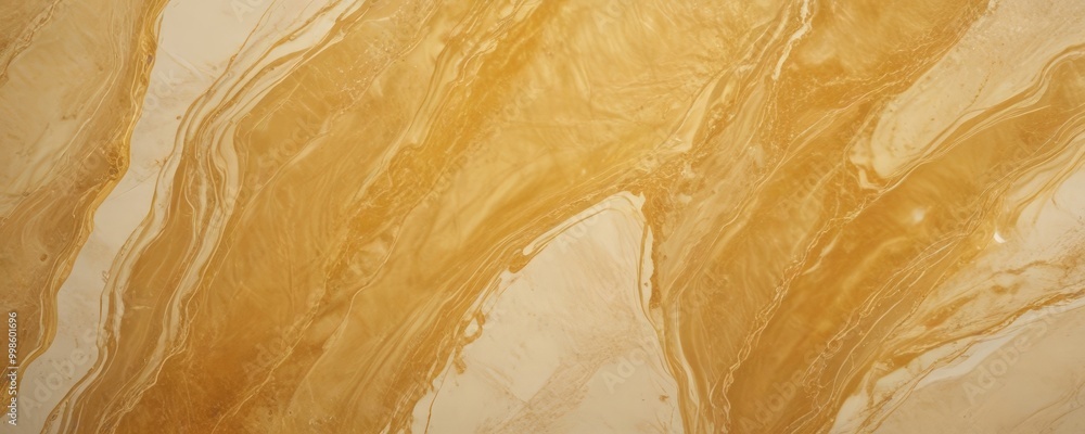Poster a close-up view marble surface with a swirling pattern of light and dark brown hues, creating a sens