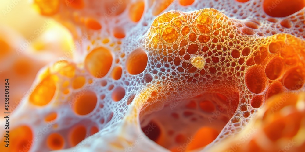 Poster microscopic 3d render of colorful cell structures