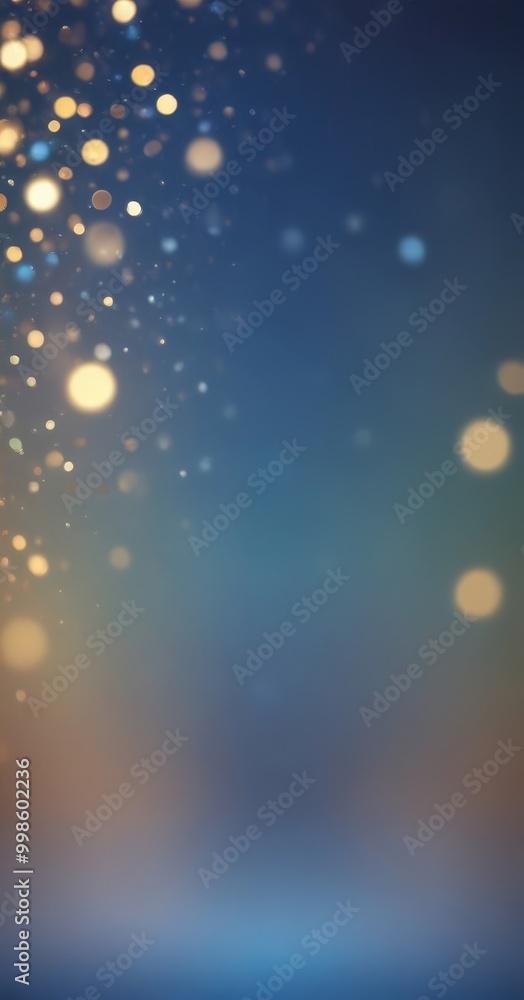 Poster a gradient background transitioning from blue at the top to orange at the bottom, with scattered gol