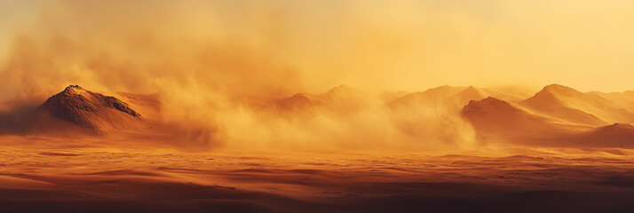 Stunning desert landscape with clear sky, perfect backdrop for showcasing off-road vehicles. Ideal for creative design and artistic projects.