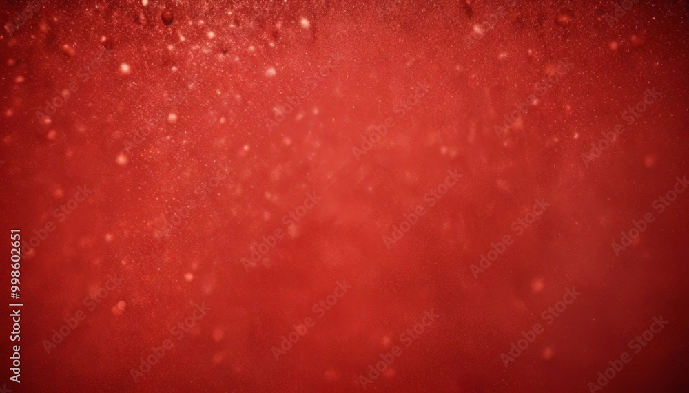 Poster a close-up view red liquid surface with small white specks scattered across it, creating a textured 