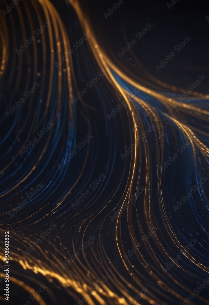 Aufkleber a digital art piece featuring a swirling pattern of golden and blue lines, creating a sense of movem