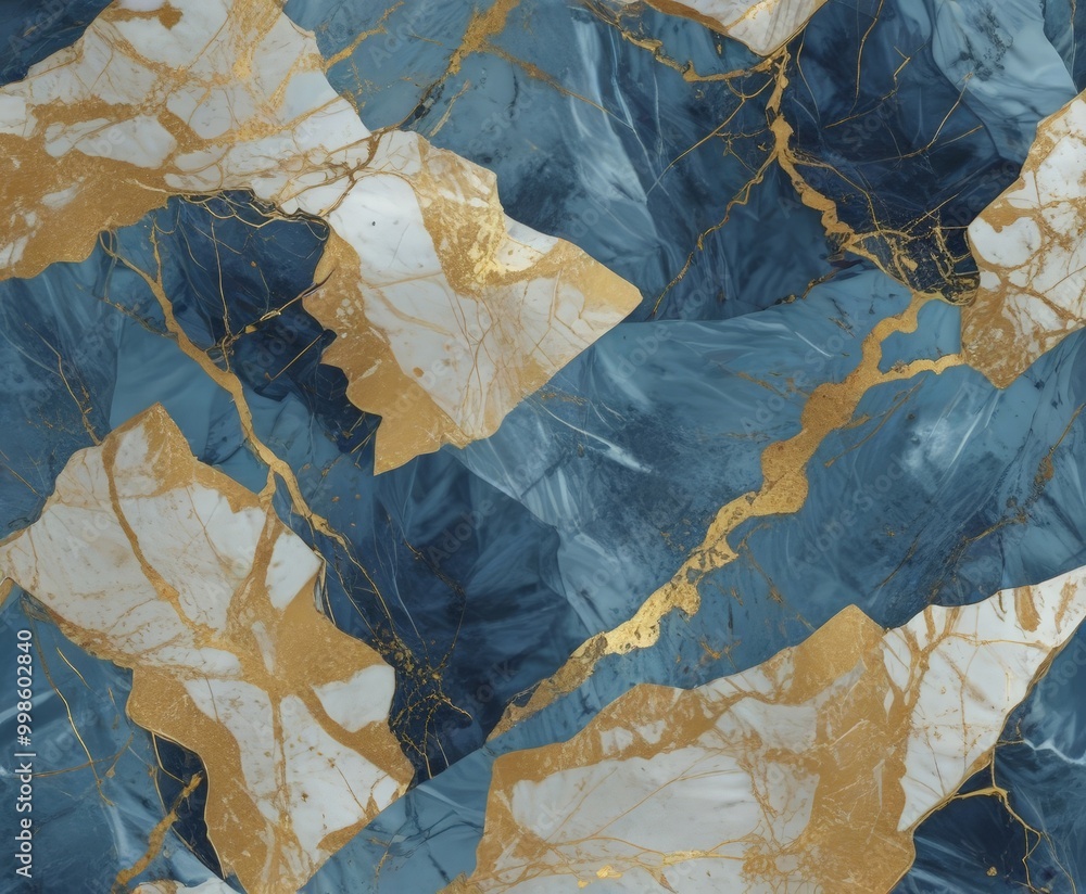 Aufkleber a close-up view marble-like surface with a textured pattern of blue and white marble-like material, 