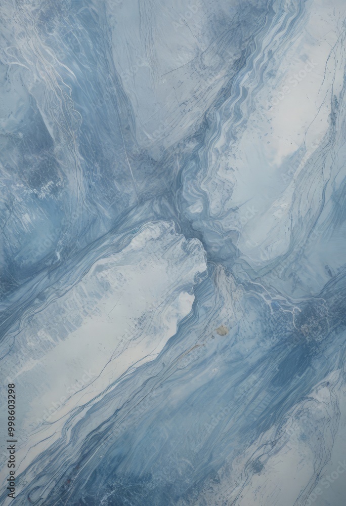 Aufkleber a close-up view marble surface with a swirling pattern of blue and white hues, creating a sense of m