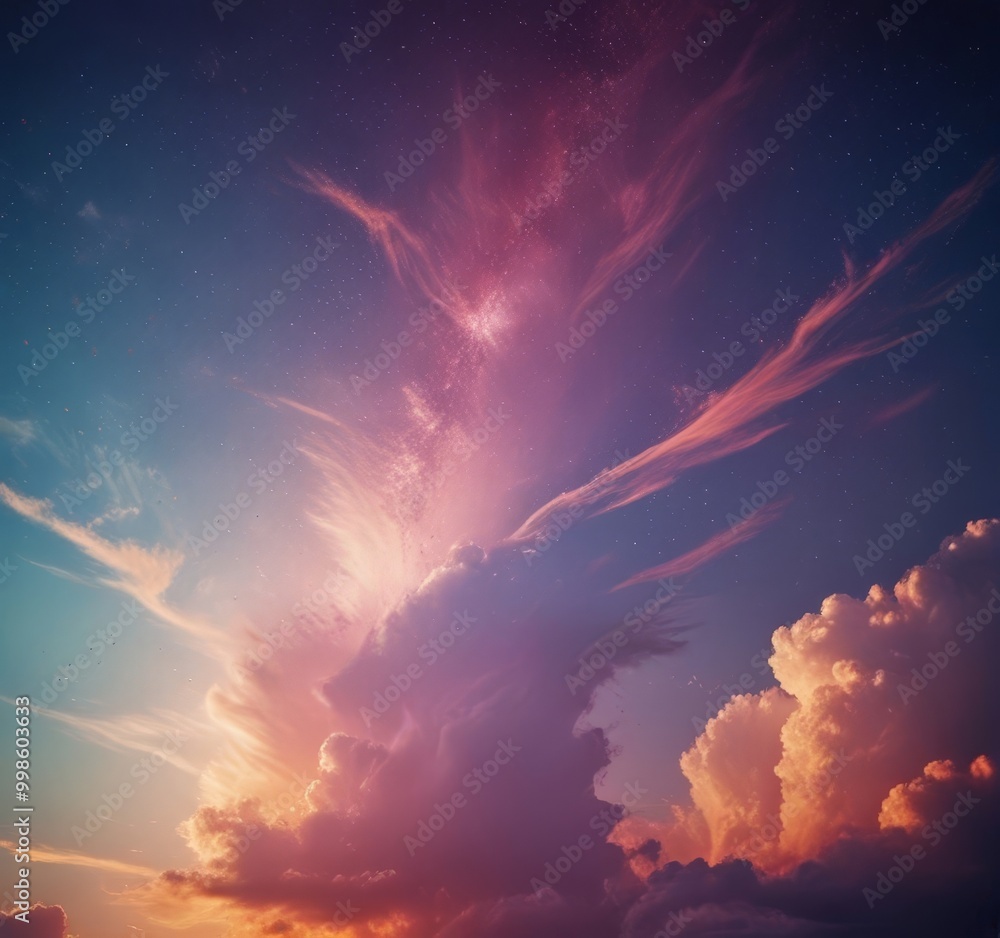 Leinwandbilder a breathtaking sunset sky, with vibrant clouds illuminated by the setting sun, creating a stunning d