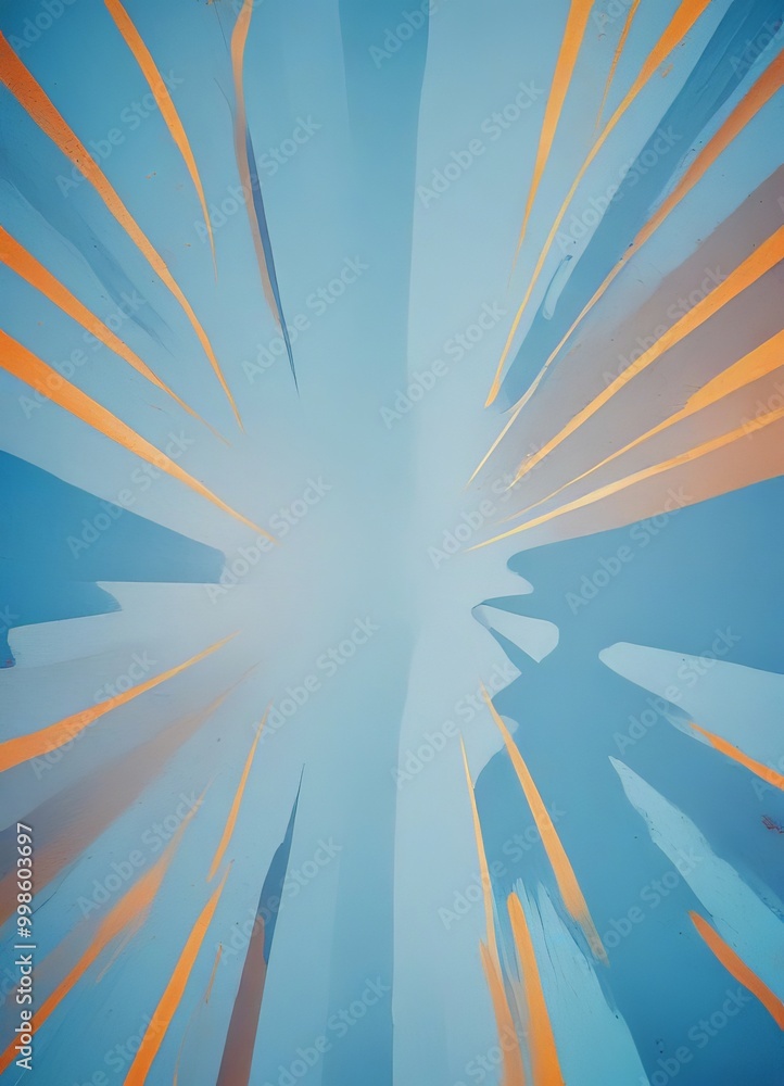 Leinwandbilder a vibrant abstract composition with a blue background and orange and yellow lines radiating outwards
