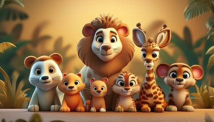 Naklejka premium animals in the jungle