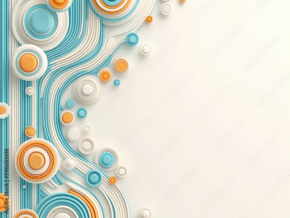 Poster Abstract Geometric Shapes Background with Blue, Orange and White Colors.