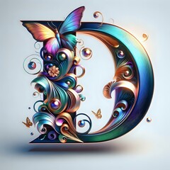 Iridescent Floral Typography