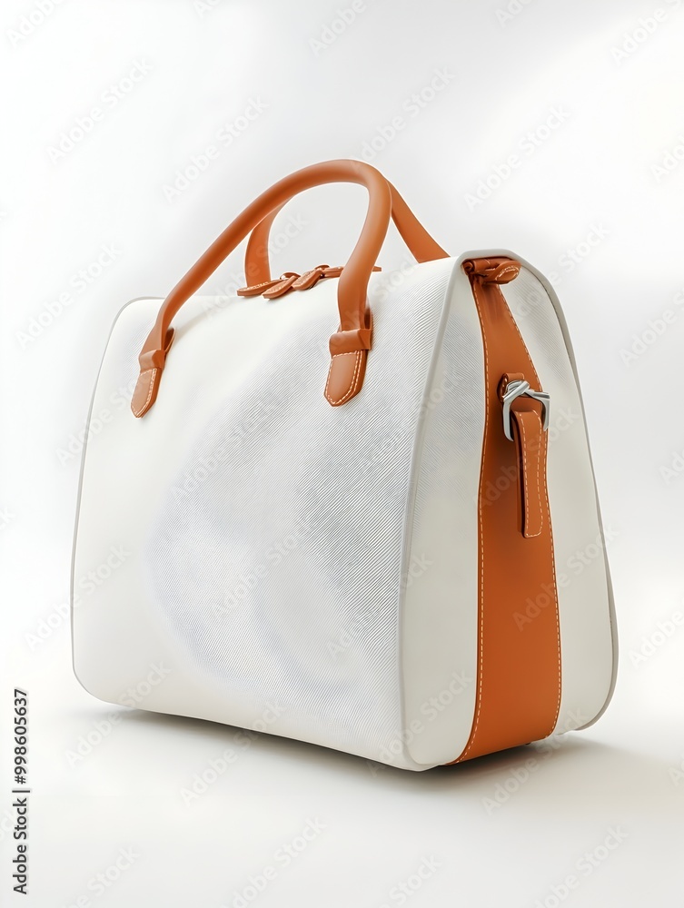 Poster sleek and sophisticated compact travel bag with smooth polyester shell on plain white studio setting