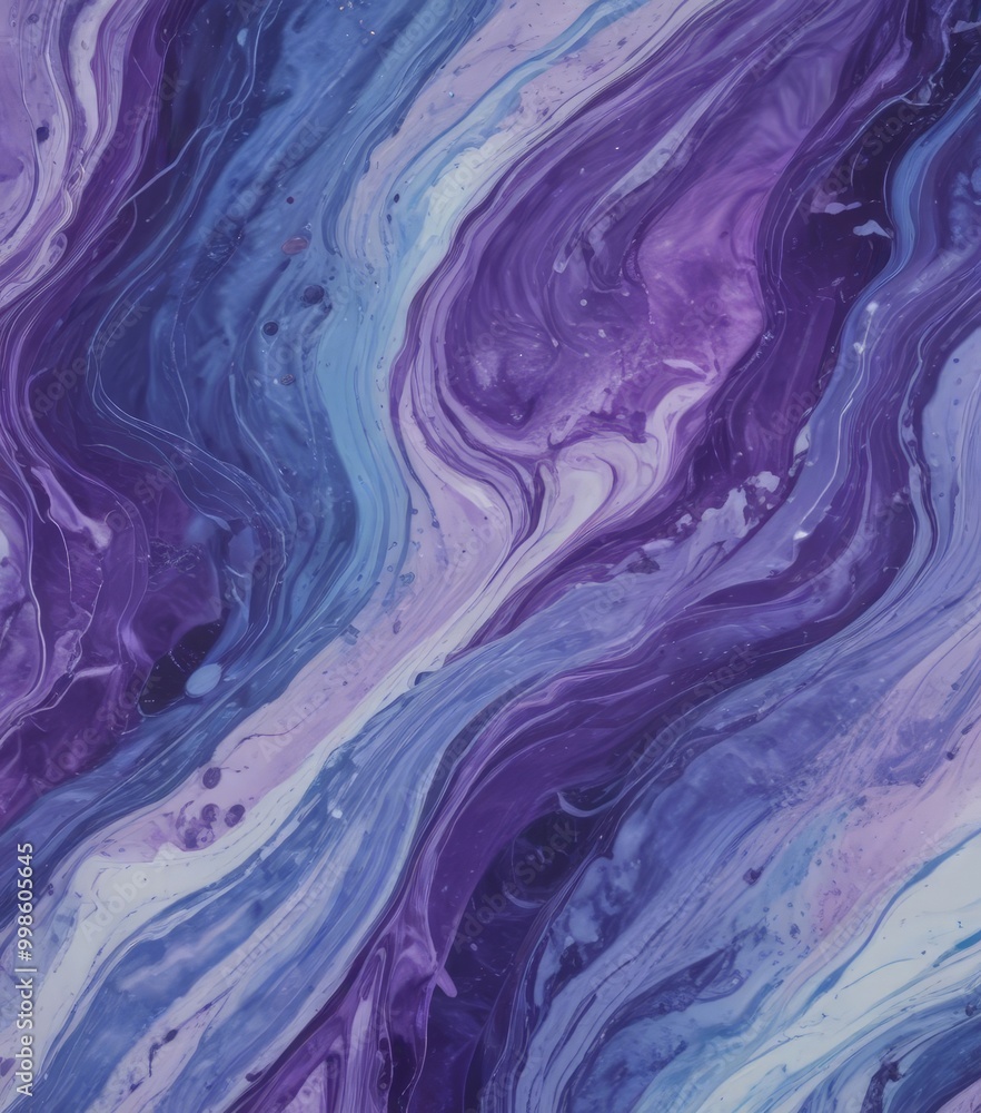 Poster a vibrant abstract pattern with swirling lines and splashes of purple and blue, creating a dynamic a