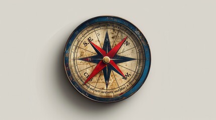 An antique compass resting on a neutral background evokes exploration and adventure in forgotten eras. Generative AI