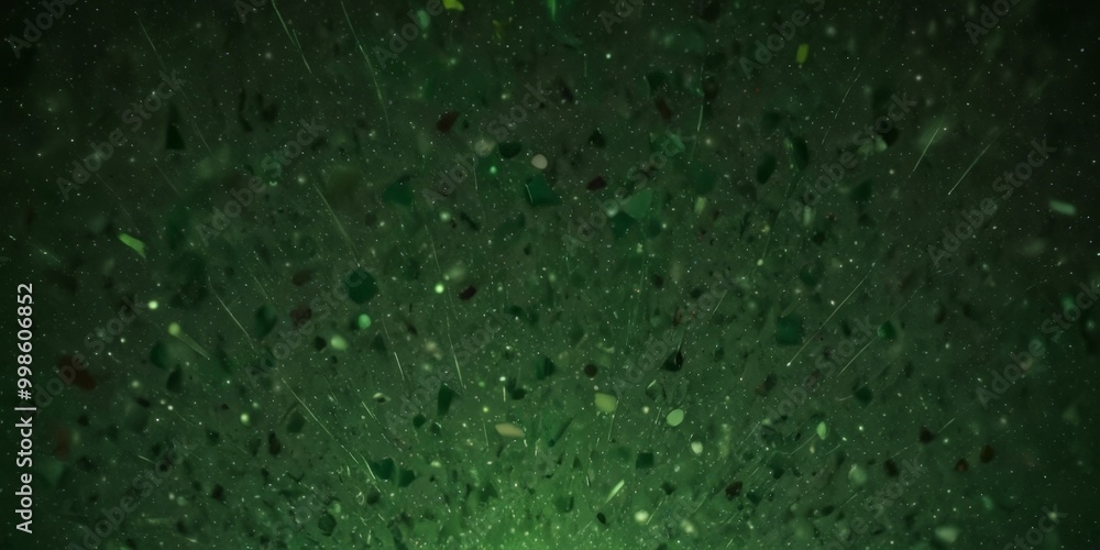 Aufkleber a dark green background with numerous small, indistinct shapes scattered throughout, creating a sense of randomness and movement