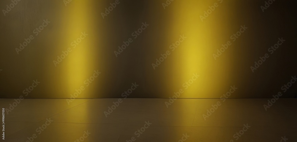 Aufkleber a dark room with a single, bright yellow light shining from the top left corner, casting a shadow on the floor and creating a sense of depth and dimension