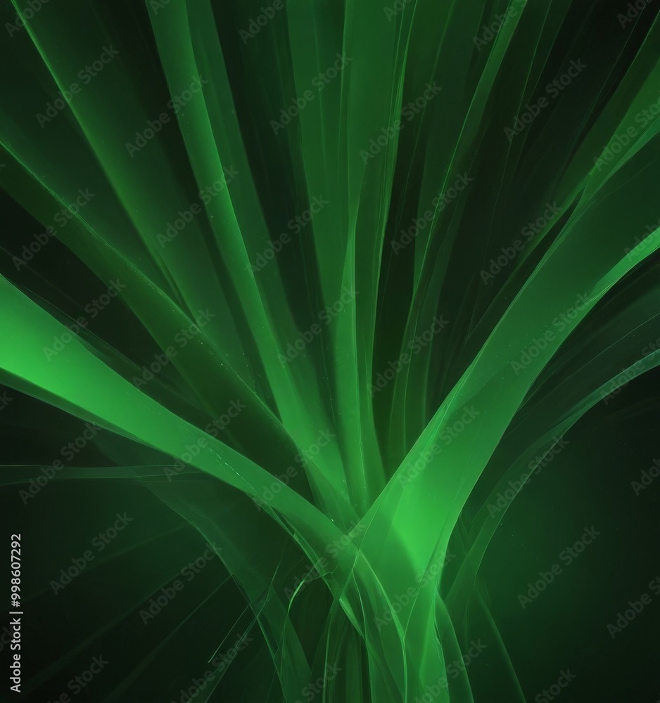 Aufkleber a close-up view green plant with long, thin leaves arranged in a fan-like pattern, creating a sense 
