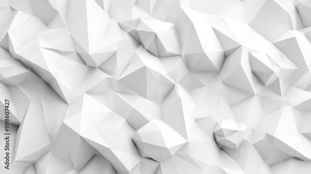 Poster clean and modern white low poly texture in 3d with geometric shapes and a polished look