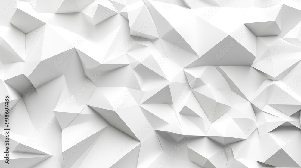 Poster clean and modern white low poly texture in 3d with geometric shapes and a polished look
