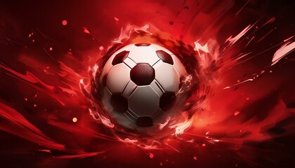 Fototapeta premium soccer ball in fire