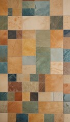 Fototapeta premium a grid of square tiles in various shades of brown, beige, and green, arranged in a visually appealing pattern