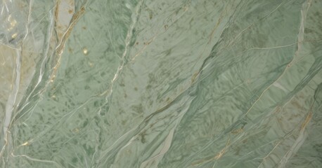 Obraz premium a close-up view marble surface with a greenish-blue hue, featuring a pattern of intersecting lines and small specks of gold