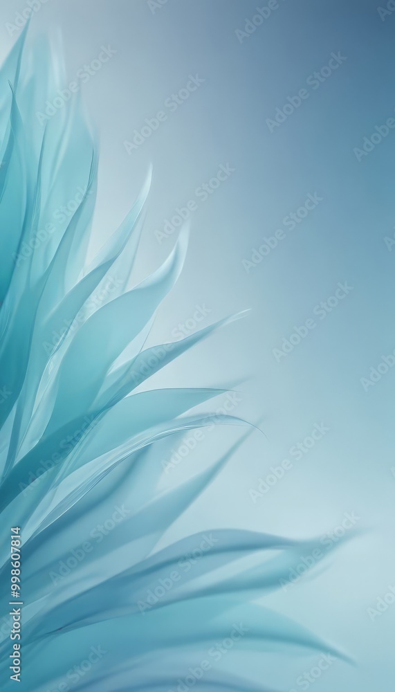 Aufkleber a close-up view plant with long, thin, and feathery leaves in a light blue color, set against a grad