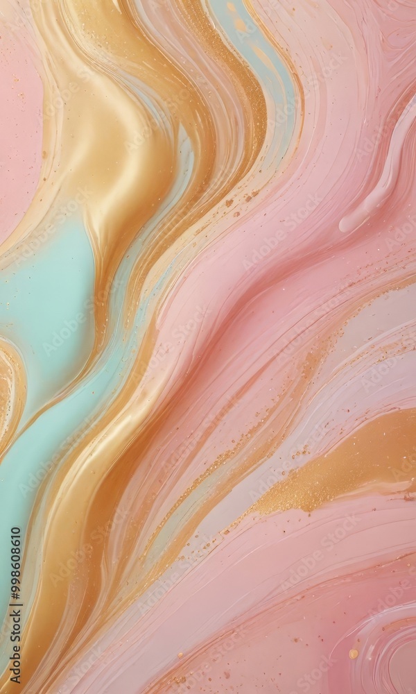 Aufkleber a vibrant abstract pattern with swirling lines and splashes of gold and pink, creating a dynamic and visually captivating composition