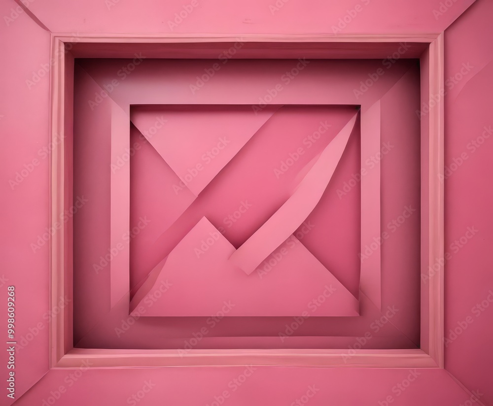 Poster a pink abstract art piece with a geometric design, presented within a square frame