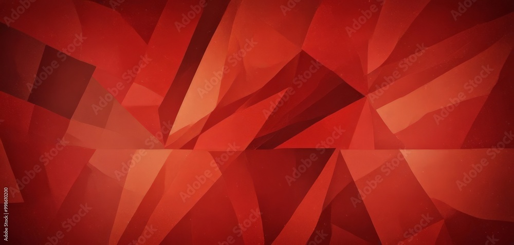 Fototapete a vibrant abstract composition of overlapping triangular shapes in various shades of red, creating a dynamic and visually striking pattern
