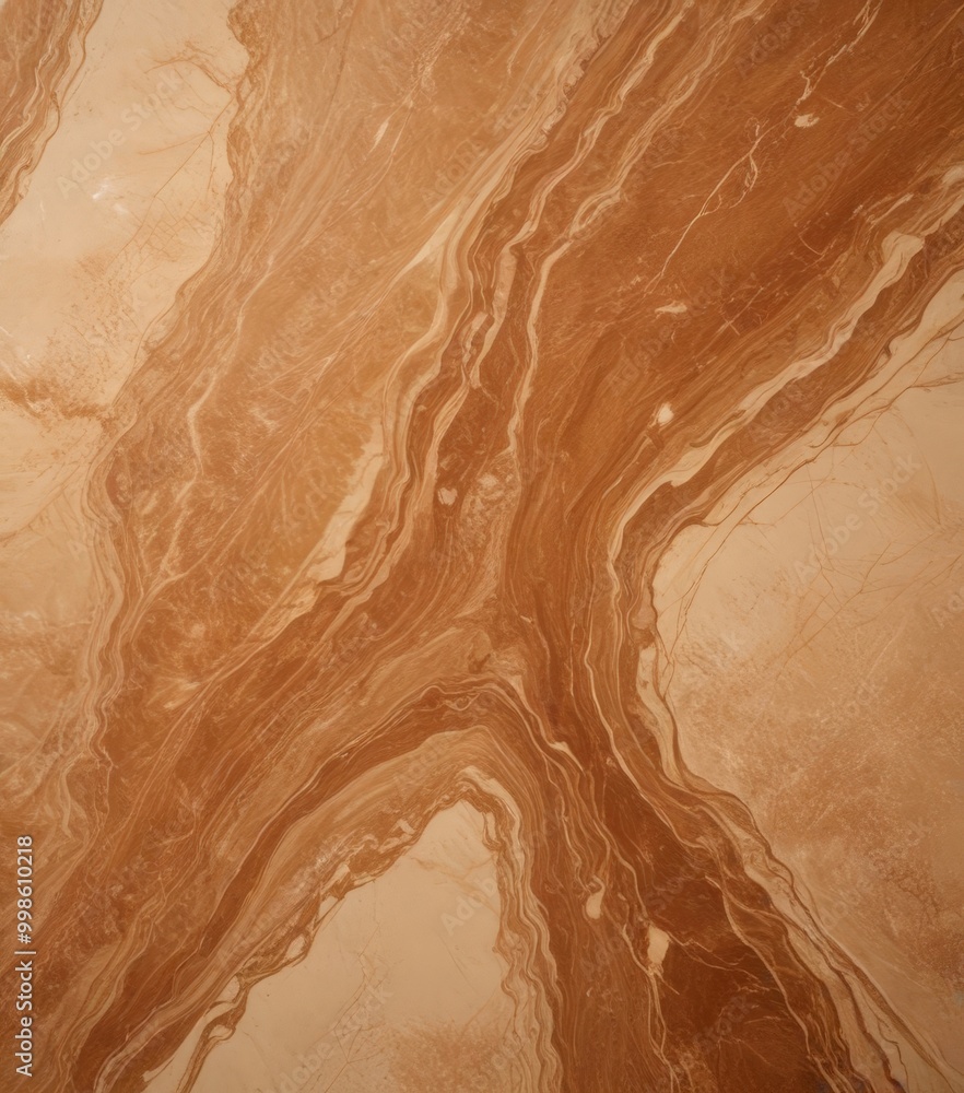 Poster a close-up view marble surface with a swirling pattern of brown and beige hues, creating a sense of movement and texture