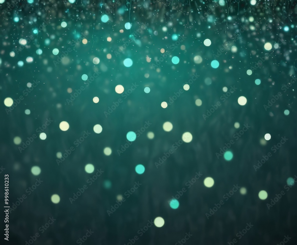 Poster a dark green background with numerous small, glowing circles scattered throughout, creating a sense of movement and energy