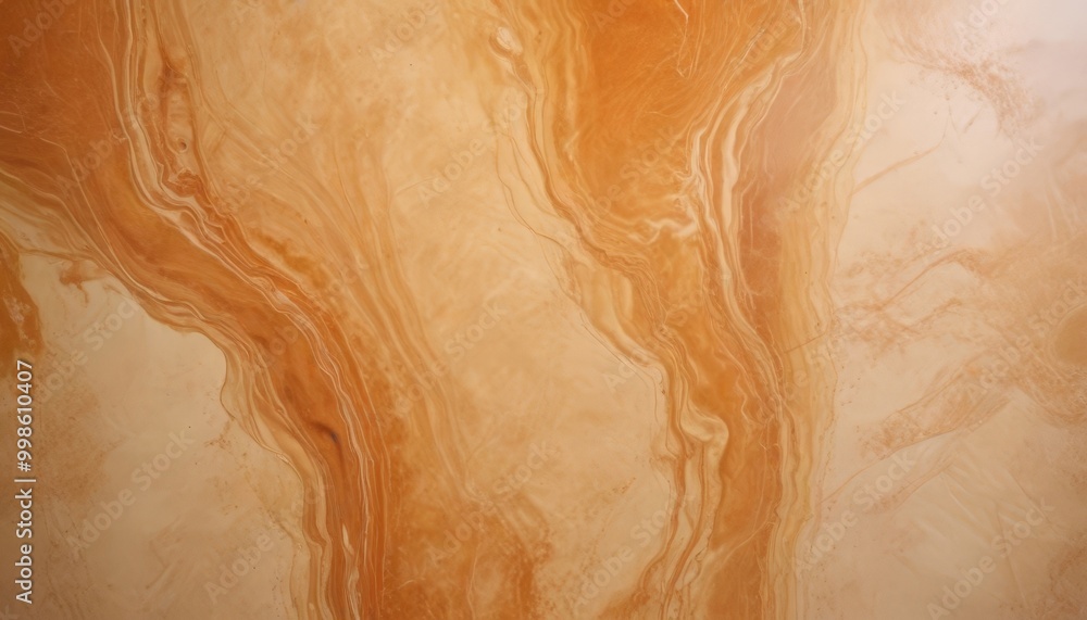 Poster a close-up view marble surface with a swirling pattern of orange and brown hues, creating a sense of movement and texture