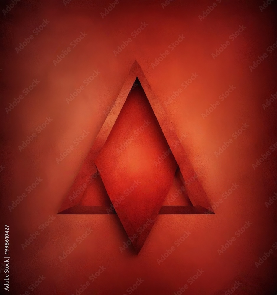 Poster A red triangle with a diamond shape in the center is set against a red background