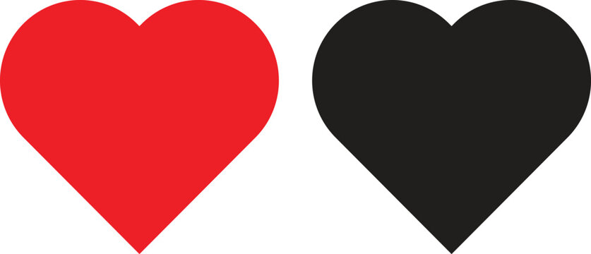 Red Heart Vector Icon, Valentine Clip art, Black and Outline Heart shape, Emption, Relationship, Romantic Isolate , Symbol For Weddind and Anniversary Decoration. Vector illustration
