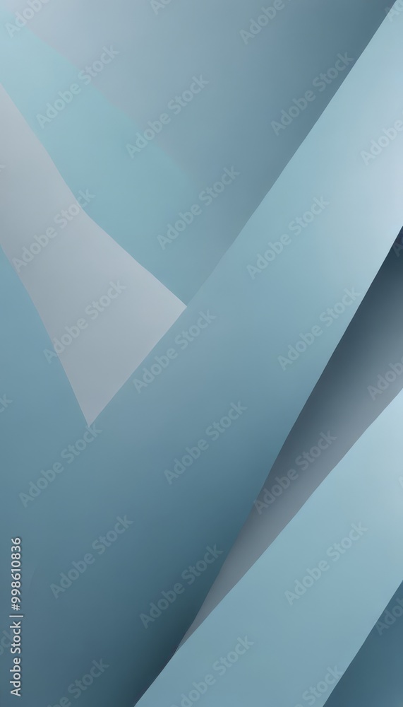 Poster a minimalist abstract composition of intersecting lines and shapes in shades of blue and gray, creating a sense of depth and dimension