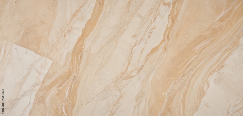 Aufkleber a close-up view marble surface with a textured, marbled pattern in shades of beige and cream