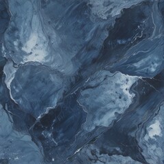 a close-up view marble-like surface with swirling patterns and textures in shades of blue and gray