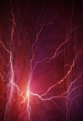 a dramatic scene of lightning striking a dark red background, with the lightning bolts radiating outwards in a striking pattern