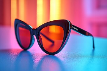 Close-Up of Vibrant Cat Eye Sunglasses Showcasing Striking Colorful Lenses and Chic Design Elements