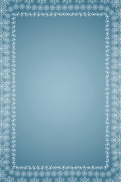 Winter snow frame. Christmas Snowflakes border. Snowy frame frozen background