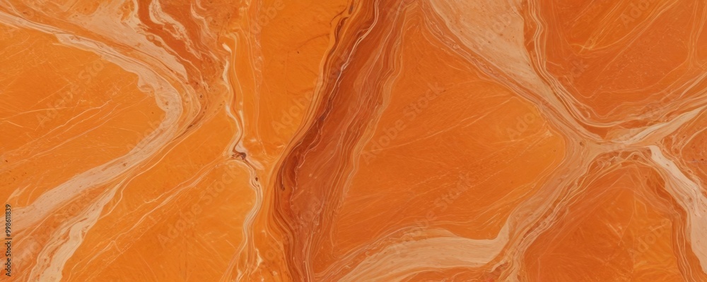 Aufkleber a close-up view marble surface with a swirling pattern of orange and brown hues, creating a sense of movement and texture