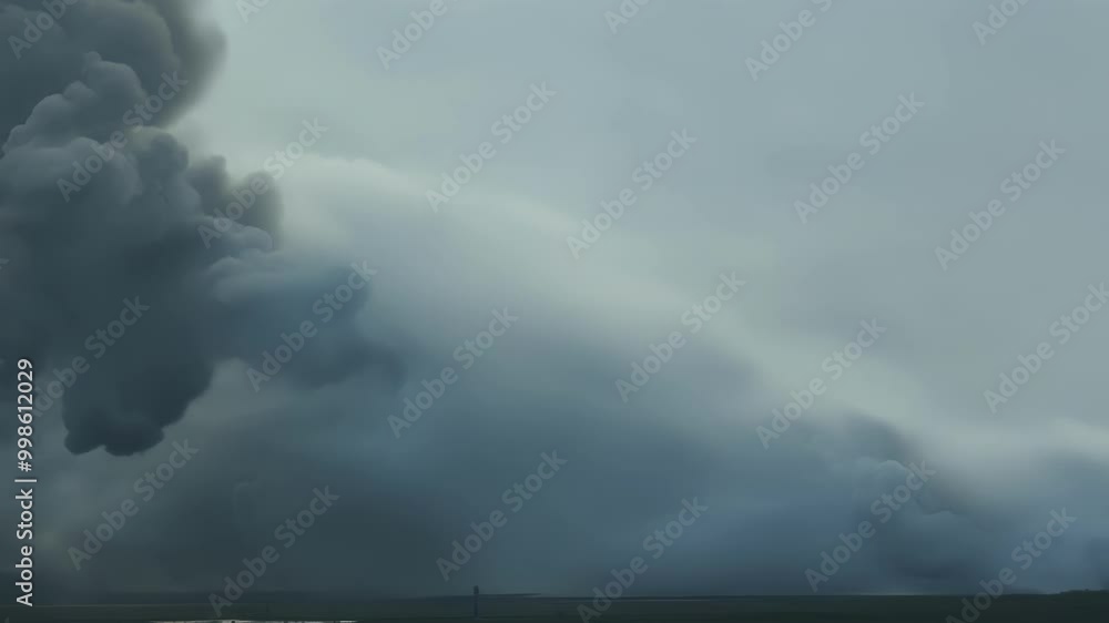 Poster wildfire is raging, sending thick, dark smoke into the sky, creating an apocalyptic scene. the fire 