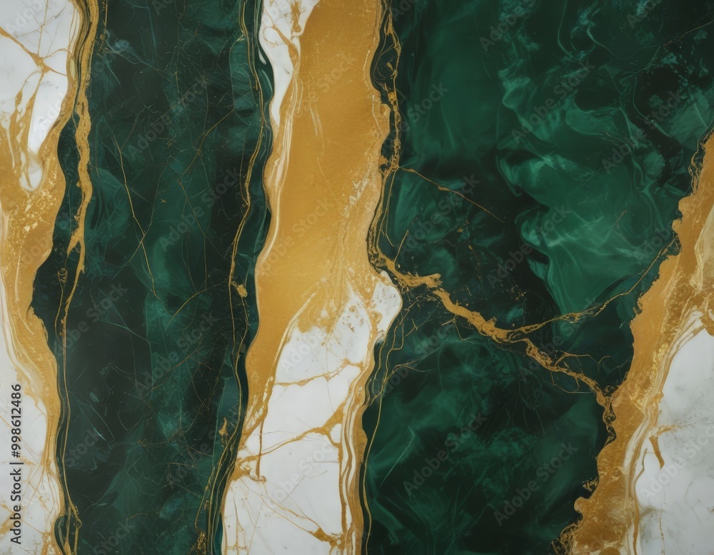 Poster a close-up view marble surface with a striking pattern of green and gold hues the marble exhibits a 