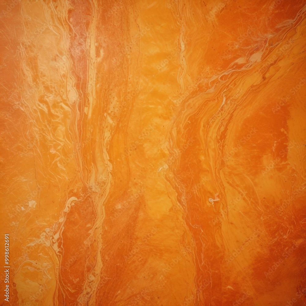 Poster a close-up view textured orange and brown surface, possibly a wall or a painting, with a swirling pa