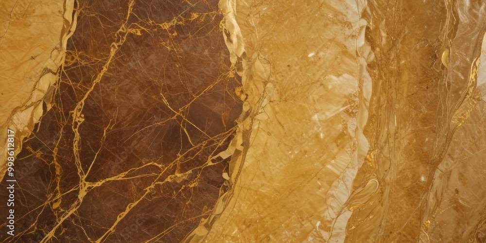 Poster a close-up view marble surface with a marbled pattern of brown and gold hues